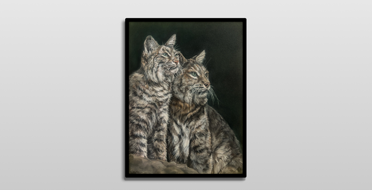 A Bobcat and her Kitten • Original Painting