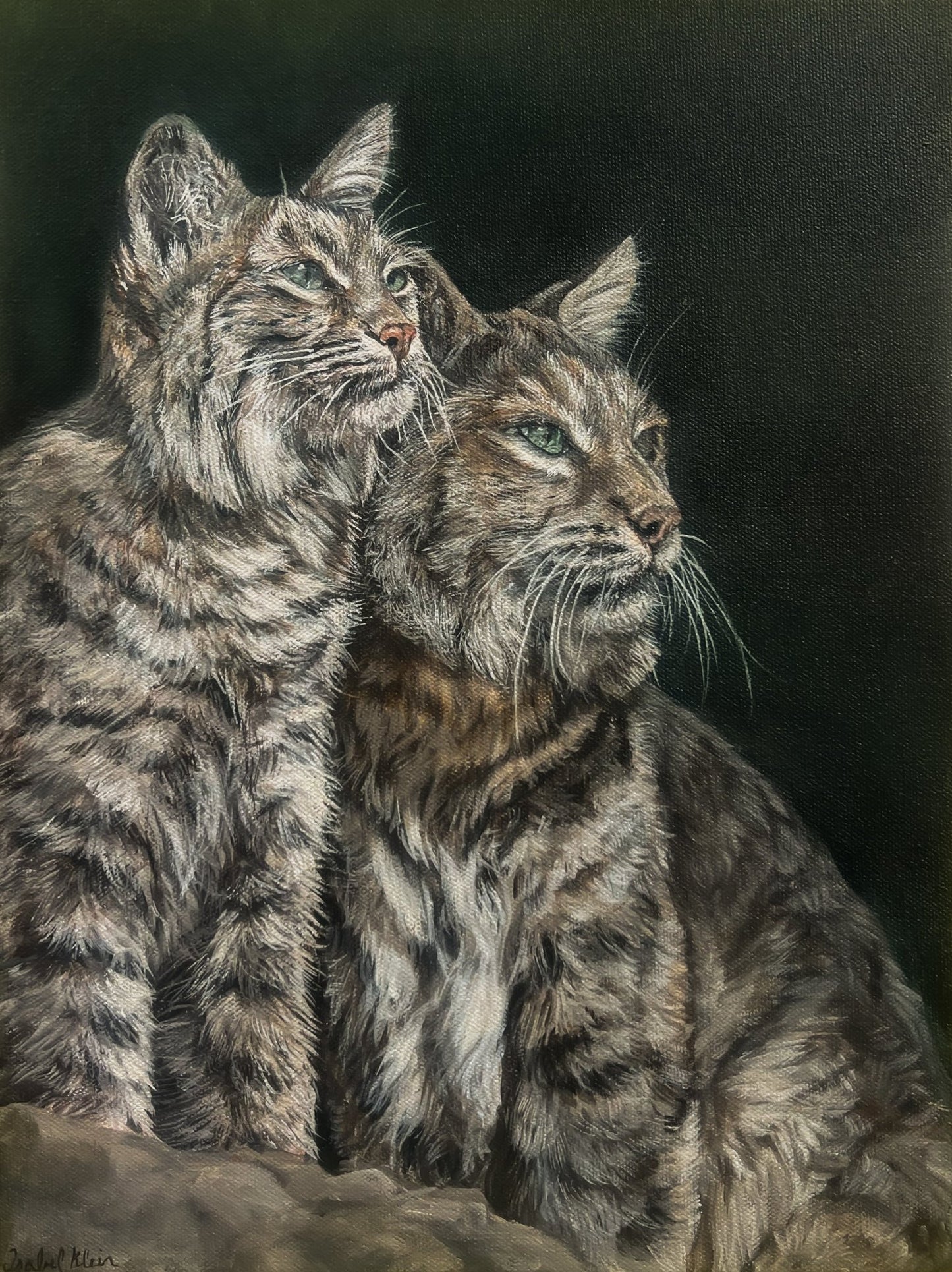 A Bobcat and her Kitten – Original Painting - Isabel Klein Art - Original