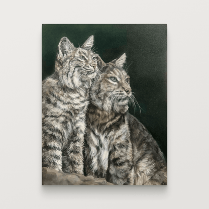 A Bobcat and her Kitten – Original Painting - Isabel Klein Art - Original